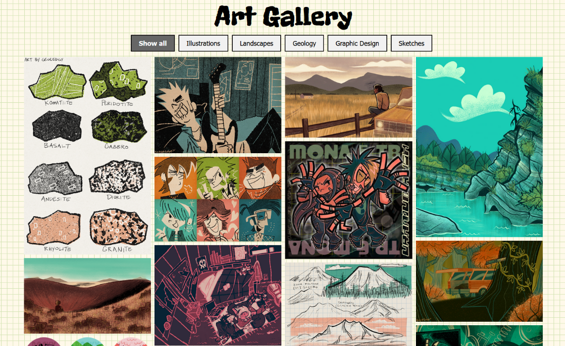 website screenshot showing an art gallery created with this method