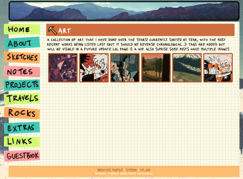 website screenshot showing an art gallery created with this method