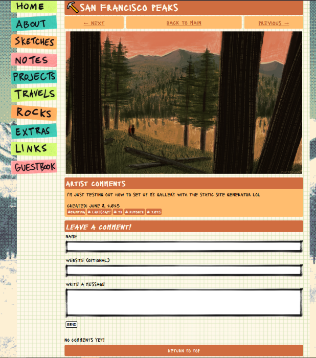website screenshot showing an art gallery created with this method